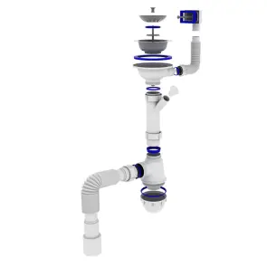 Сифон OPTIMUM 31/2″*40 для мийки з відведенням для прал маш, з прямокутним гнучким переливом та гнучкою трубою 40х40/50 OPTI- 27343 №3