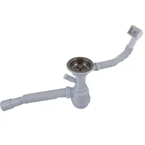 Сифон OPTIMUM 31/2″*40 для мийки з відведенням для прал маш, з прямокутним гнучким переливом та гнучкою трубою 40х40/50 OPTI- 27343 №4