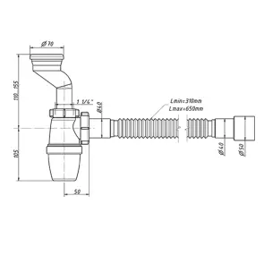 Сифон Waterstal для писсуара 11/4 с манжетом D 50, с гофрой 40/50 P31009 №3