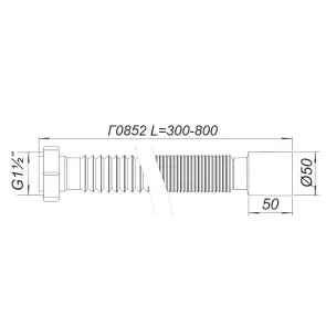 Трубка пластиковая гофрированная Г0852 40х50 L=800 мм гайка пластик SOLOPLAST №5