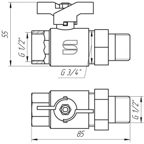 Кран шаровый прямой с американкой SELBA 1/2″ КБ SL1509 №3