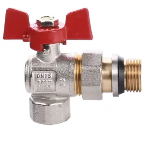 Кран шаровый угловой с американкой WATERVALVE Q003 NV-V124 1/2″ BН №1