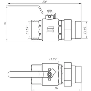 Кран кульовий прямий з американкою SELBA 1 1/4″ КР SL1509 №3