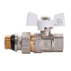 Кран шаровый прямой с американкой Q PROFESSIONAL QP003 PN40 1/2″ антипротечка, Белая бабочка №1