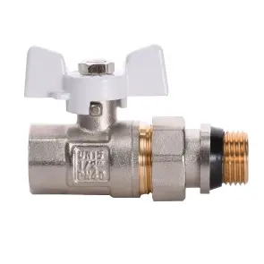 Кран шаровый прямой с американкой Q PROFESSIONAL QP003 PN40 1/2″ антипротечка, Белая бабочка №2