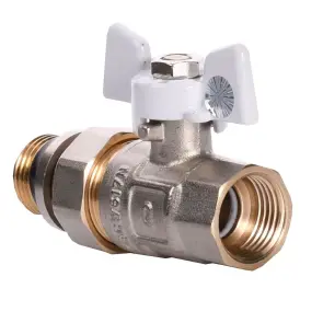 Кран шаровый прямой с американкой Q PROFESSIONAL QP003 PN40 1/2″ антипротечка, Белая бабочка №3