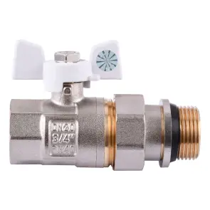 Кран шаровый прямой с американкой Q PROFESSIONAL QP003 PN40 3/4″ антипротечка, Белая бабочка №1