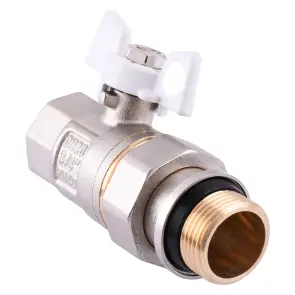 Кран шаровый прямой с американкой Q PROFESSIONAL QP003 PN40 3/4″ антипротечка, Белая бабочка №2