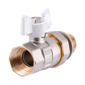 Кран шаровый прямой с американкой Q PROFESSIONAL QP003 PN40 3/4″ антипротечка, Белая бабочка №3