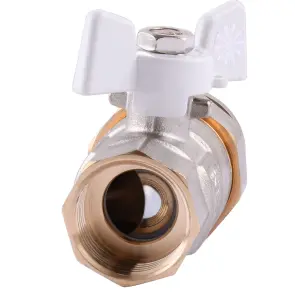 Кран шаровый прямой с американкой Q PROFESSIONAL QP003 PN40 3/4″ антипротечка, Белая бабочка №4