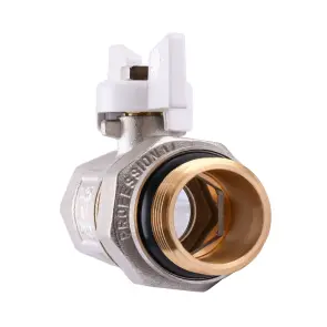 Кран шаровый прямой с американкой Q PROFESSIONAL QP003 PN40 1″ антипротечка, Белая бабочка №2