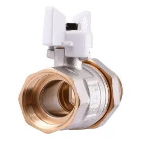 Кран шаровый прямой с американкой Q PROFESSIONAL QP003 PN40 1″ антипротечка, Белая бабочка №3
