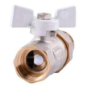 Кран шаровый прямой с американкой Q PROFESSIONAL QP003 PN40 1″ антипротечка, Белая бабочка №4