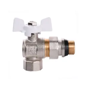 Кран шаровый угловой с американкой Q PROFESSIONAL QP004 PN40 1/2″ антипротечка, Белая бабочка №2