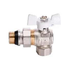 Кран шаровый угловой с американкой Q PROFESSIONAL QP004 PN40 1/2″ антипротечка, Белая бабочка №3