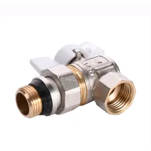 Кран шаровый угловой с американкой Q PROFESSIONAL QP004 PN40 1/2″ антипротечка, Белая бабочка №4