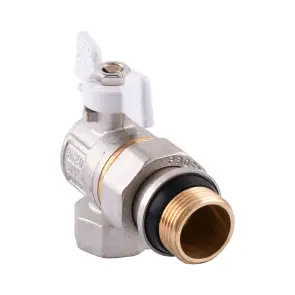 Кран шаровый угловой с американкой Q PROFESSIONAL QP004 PN40 3/4″ антипротечка, Белая бабочка №2