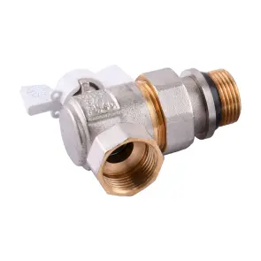 Кран шаровый угловой с американкой Q PROFESSIONAL QP004 PN40 3/4″ антипротечка, Белая бабочка №3