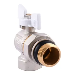 Кран шаровый угловой с американкой Q PROFESSIONAL QP004 PN40 1″ антипротечка, Белая бабочка №2