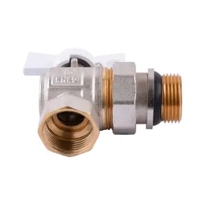 Кран шаровый угловой с американкой Q PROFESSIONAL QP004 PN40 1″ антипротечка, Белая бабочка №3
