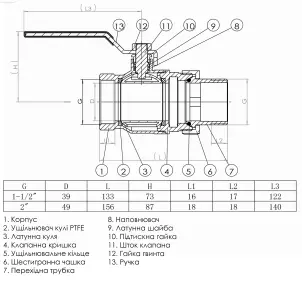 Кран кульовий прямий з американкою SOLOMON 1 1/2″ ПОСИЛЕНИЙ 1042 №4