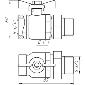 Кран шаровый прямой с американкой ARCO 3/4″ TURIA 0117408 №5