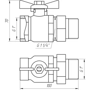 Кран кульовий ARCO 1″ SENA 154105 прямий з американкою (754105) №2