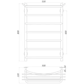 Рушникосушарка UNIO Zp W 800-500-7 Зета з полицею вода №5