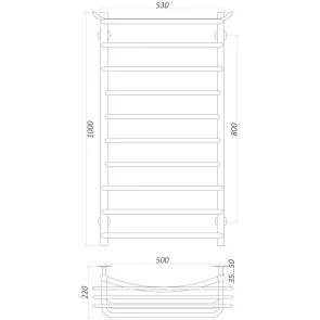 Рушникосушарка UNIO Zp W 1000-500-10 Зета з полицею вода №5