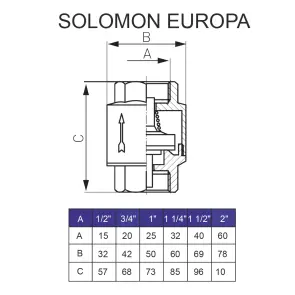 Клапан обратного хода воды SOLOMON 2″ EUROPA 6026 лат. шток №3