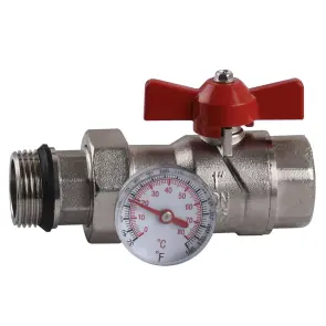 Кран-американка с муфтой под термометр ECO 01G-2 1″ прямой №2