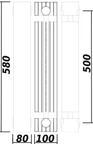 Радіатор біметалевий секційний QUEEN THERM 500/100 UNIVERSAL (кратно 10) №2