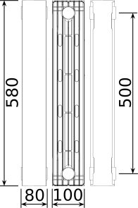 Радіатор біметалевий секційний QUEEN THERM 500/100 VERTICAL/HORIZONTA (кратно 10) №3