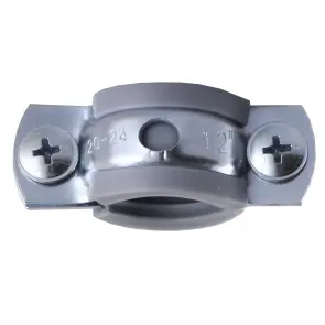 Хомут в зборi CR 1/2″ (20-23мм) з гвинтом-шурупом 8*80 та дюбелем в уп., сірий №2