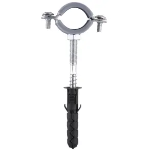 Хомут в сборе CR 3/4″ (25-30мм) с винтом-шурупом 8*80 и дюбелем в уп., серый №1