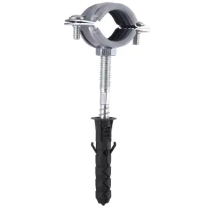 Хомут в сборе CR 3/4″ (25-30мм) с винтом-шурупом 8*80 и дюбелем в уп., серый №4