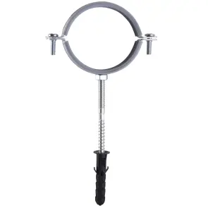 Хомут в сборе CR 2 1/2″ (70-80мм) с винтом-шурупом 8*100 и дюбелем в уп., серый №2