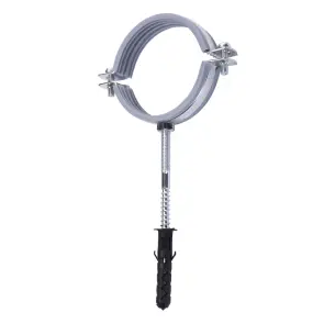 Хомут в сборе CR 2 1/2″ (70-80мм) с винтом-шурупом 8*100 и дюбелем в уп., серый №3