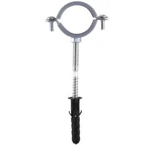Хомут в зборi CR 1 1/4″ (42-47мм) з гвинтом-шурупом 8*80 та дюбелем в уп., сірий №1