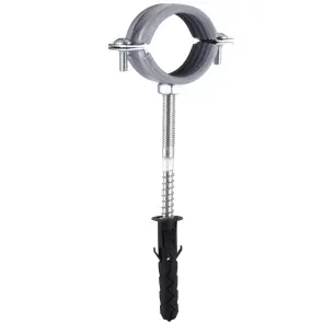 Хомут в зборi CR 1 1/4″ (42-47мм) з гвинтом-шурупом 8*80 та дюбелем в уп., сірий №4