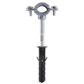 Хомут в сборе CR 3/8″ (16-19мм) с винтом-шурупом 8*80 и дюбелем в уп., серый №1