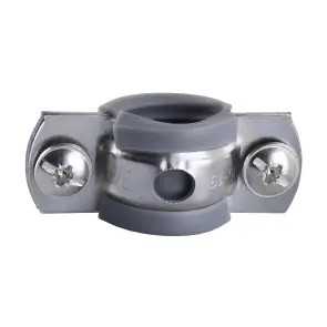 Хомут в сборе CR 3/8″ (16-19мм) с винтом-шурупом 8*80 и дюбелем в уп., серый №2