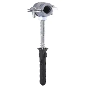 Хомут в сборе CR 3/8″ (16-19мм) с винтом-шурупом 8*80 и дюбелем в уп., серый №4