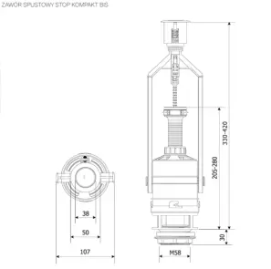 Сливной клапан K.K.POL Compact Bis ZSB/211, Stop, (350/ZSB/211-00-T0) №4