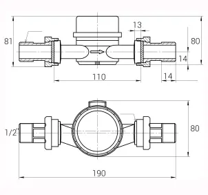 Счетчик горячей воды ECOSTAR DN15 1/2″ E-D R160 №6