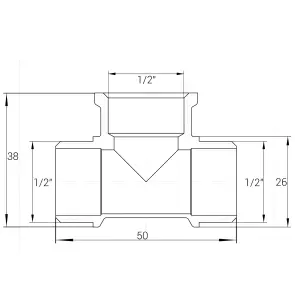Тройник 1/2″НВН никелированный А0215А(нк) №3