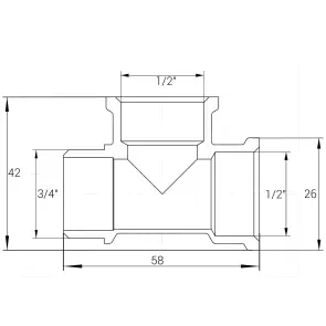 Трійник редукційний 3/4″х1/2″х1/2″ЗВВ нікельований A0225А(нк) №3
