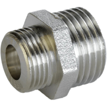 Ниппель редукционный 1/2″х3/8″НН никелированный под прокладку А0542-1А(нк)