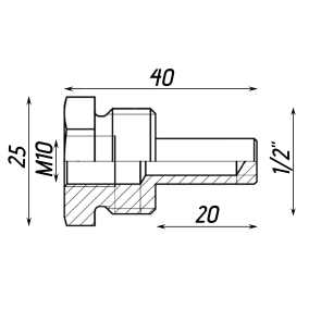 Занурювальна гільза 1/2″З M10х 20мм латунна А07011А №4
