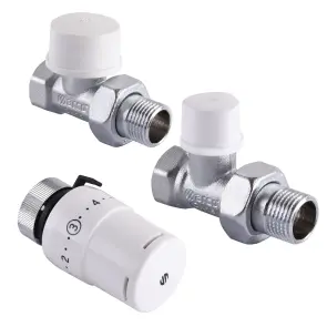 Набір Крани радіаторні прямі ARCO 1/2″ подача + зворотка + термоголовка KCT02 М30 №1